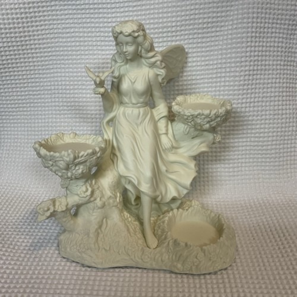 NWOB PartyLite Ariana's Garden Fairy Statue 3Tea Light Candle Holder 8"x8" China
